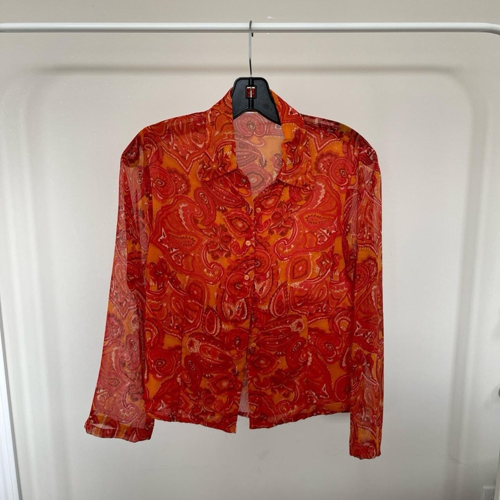 Mesh Paisley Print Blouse